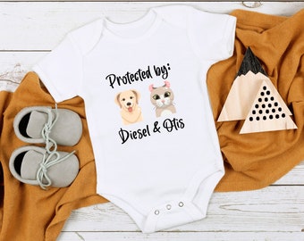 Pets Lover Baby Onesie Protected by Adorable Pets Baby Onesie Cute Baby Onesie Personalized Baby Clothes Customized Baby Clothes - Etsy