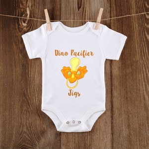 Funny Dinopacifier Custom Name Onesie® Funny Dinosaurs Onesie® Baby Dinosaurs Onesie® Personalized Name Onesie®  Baby Shower Gift