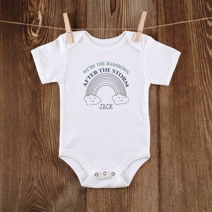 Twin Rainbows Bodysuits We're These Rainbows Back Of Many Storms Personalized Baby Bodysuit Cute Twin Onesies® Rainbows Baby Bodysuit