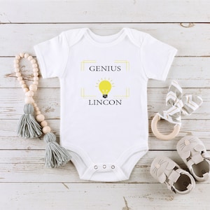 Personalized Genius Light Bulb Baby Onesie® - Organic Cotton