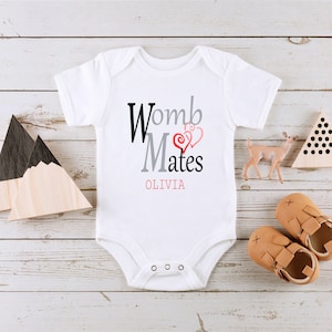Twin Baby Onesie® Womb Mates Twin Personalized Baby Onesies® Funny Friend Twin Bodysuit Cute Friend Twin Baby Onesie® Cute Twin Baby Clothes