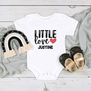 Custom Name Organic Cotton Baby Onesie: Little Heart Design
