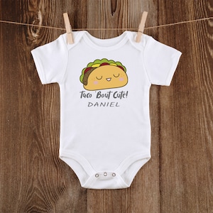 Cute Taco Onesie® Taco &#39;Bout Cute Personalized Baby Onesie® Cute Baby Onesie® Food Baby Onesie® Funny Taco Baby Bodysuit Yum Taco Onesie®