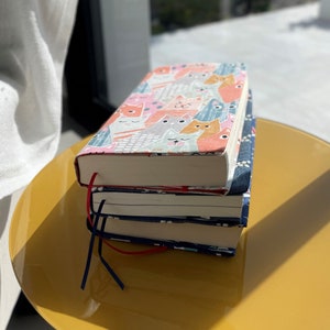 Large format handmade adjustable fabric book protector