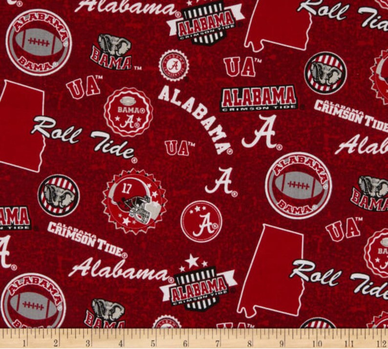 Alabama Crimson Tide Fabric by the Yard Football Sport - Etsy