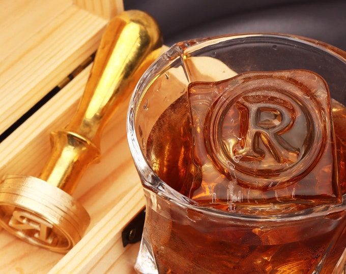 Custom Ice Cube Stamp Personalized Whiskey Ice Cube Maker, Bartender Barware Gift Custom Ice Plate for Bar Gifts for Dad