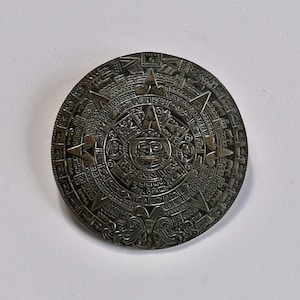 Vintage, Mexikanische Sterling Silber Azteken Kalender Anhänger-Brosche