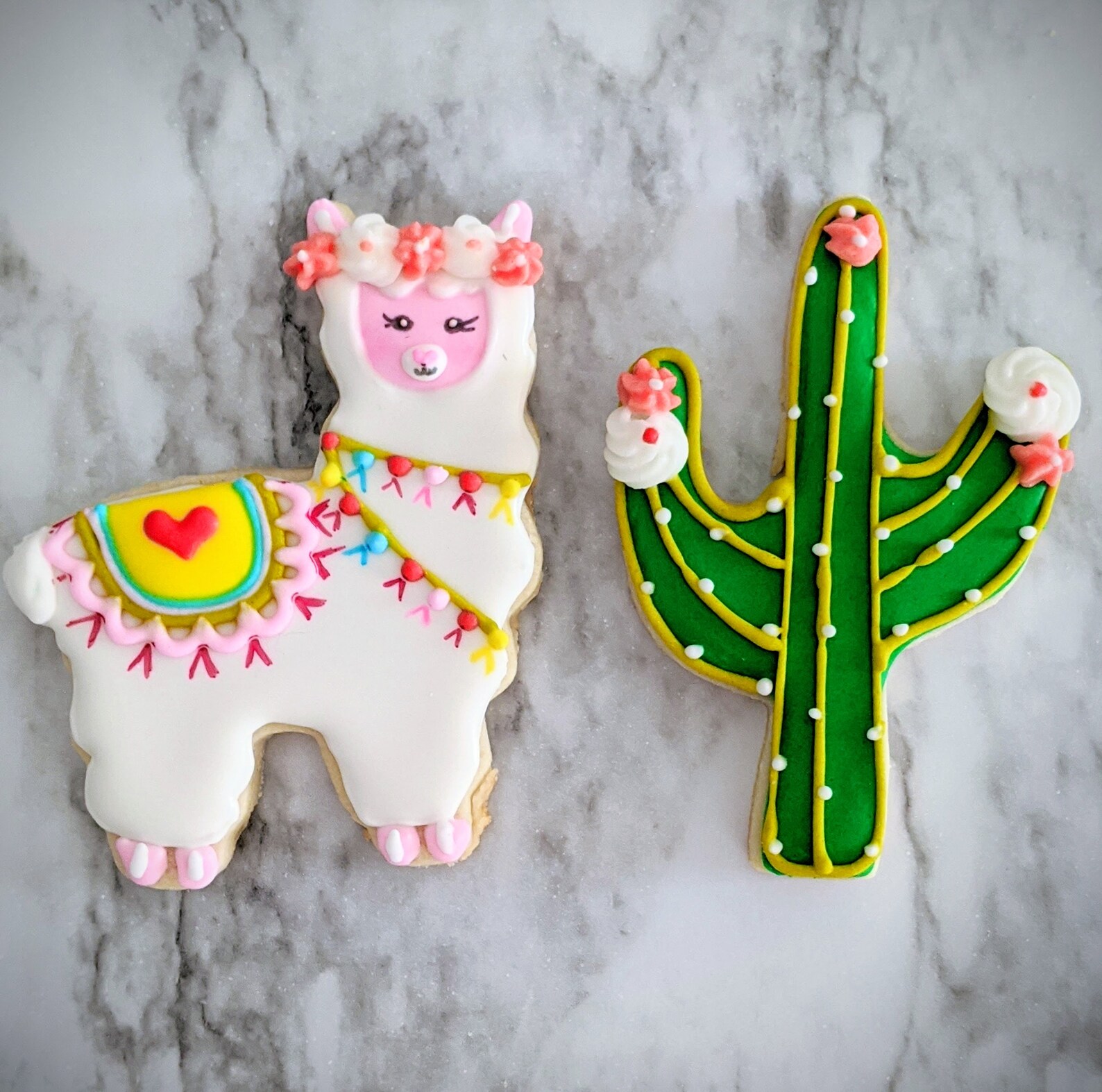 1 Dozen Llamas and Cactus Birthday Decorated Sugar Cookies Etsy