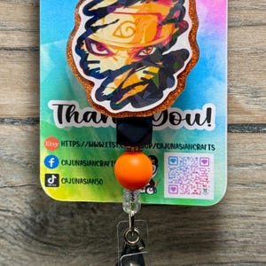 Naruto Nine Tails Mode  Badge Reel/Retractable ID Holder w/Swivel Clip-FREE Metal Ring, Swivel Clasp, & Mini Detachable Marker Included