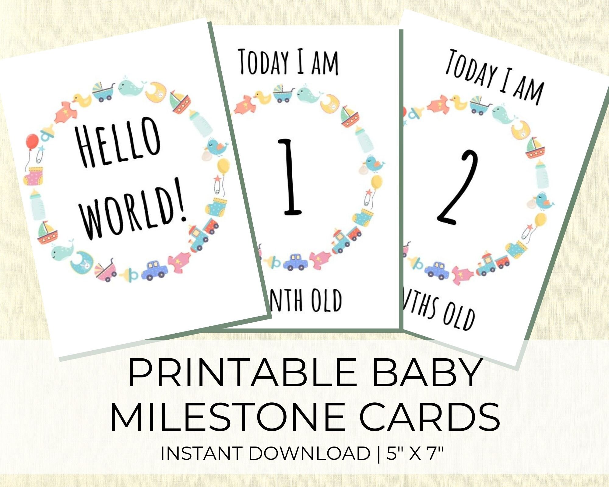 Printable Baby Milestone Cards Monthly Milestone Cards Etsy