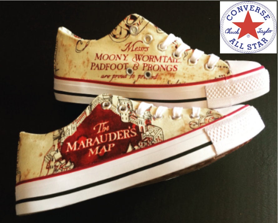 Harry Potter Inspired Converse - Bridal Shoes - Genuine Converse - Harry Potter shoes - Marauders Map Licensed Fabric - Wedding Shoes Harry Potter Inspired Converse - Bridal Shoes - Genuine Converse - Harry Potter shoes - Marauders Map Licensed Fabric - Wedding Shoes
