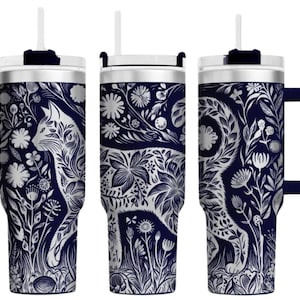 Highly Detailed Cat Flower Tumbler Wrap Laser SVG PNG, 40oz Tumbler Full Wrap Laser SVG, Engraved Tumbler, Laser Engraved Svg