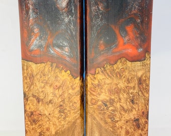 Scales - Maple Burl Resin Art Hybrid - Book Matched Set