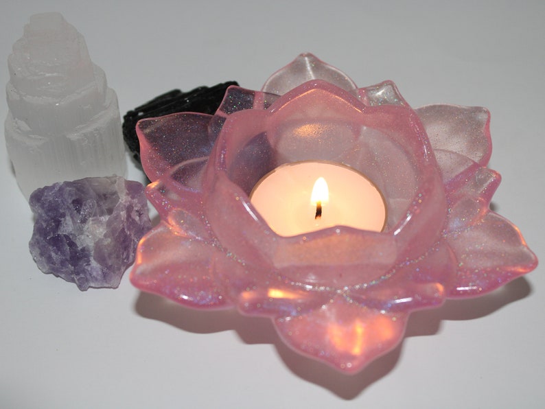 Lotus Candle Holder Resin Art OOAK Etsy