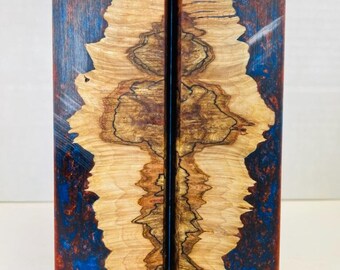 Knife Scales - Spalted Maple Burl Resin Art Hybrid - Book Matched Set