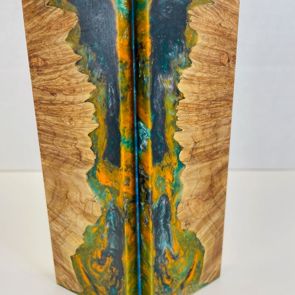 Échelles de couteau - Maple Burl Resin Art Hybrid - Book Matched Set