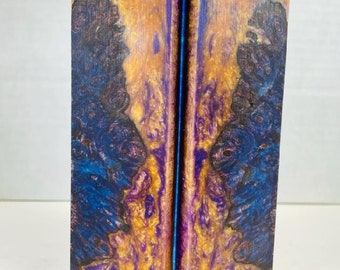 Scales - Triple Dyed Maple Burl Resin Art Hybrid - Book Matched Set
