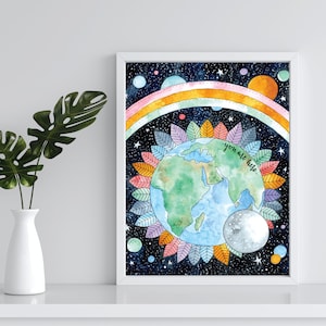 You Are Here Art Print of Hand-Painted Watercolor
