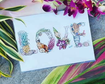 AMORE - Stampa a tema spiaggia tropicale