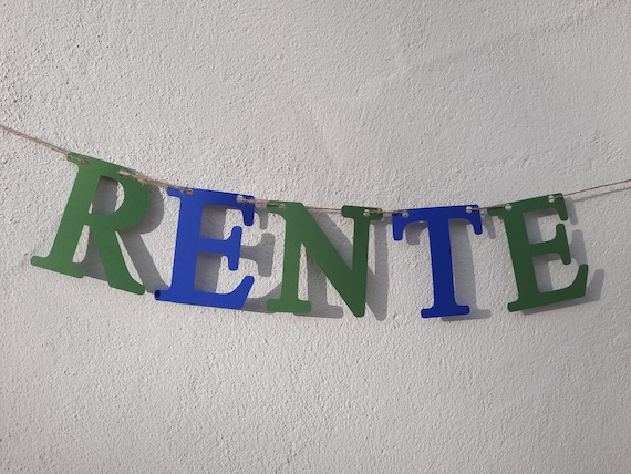 Girlande zur Rente 2026 tolle Farben handgefertigt Ruhestand Rente Abschied Feierabend Dekoration Geschenk zum Ruhestand