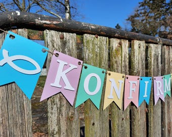 Super schöne Girlande zur Konfirmation in Pastelltönen Dekoration zur Kommunion oder Konfirmation