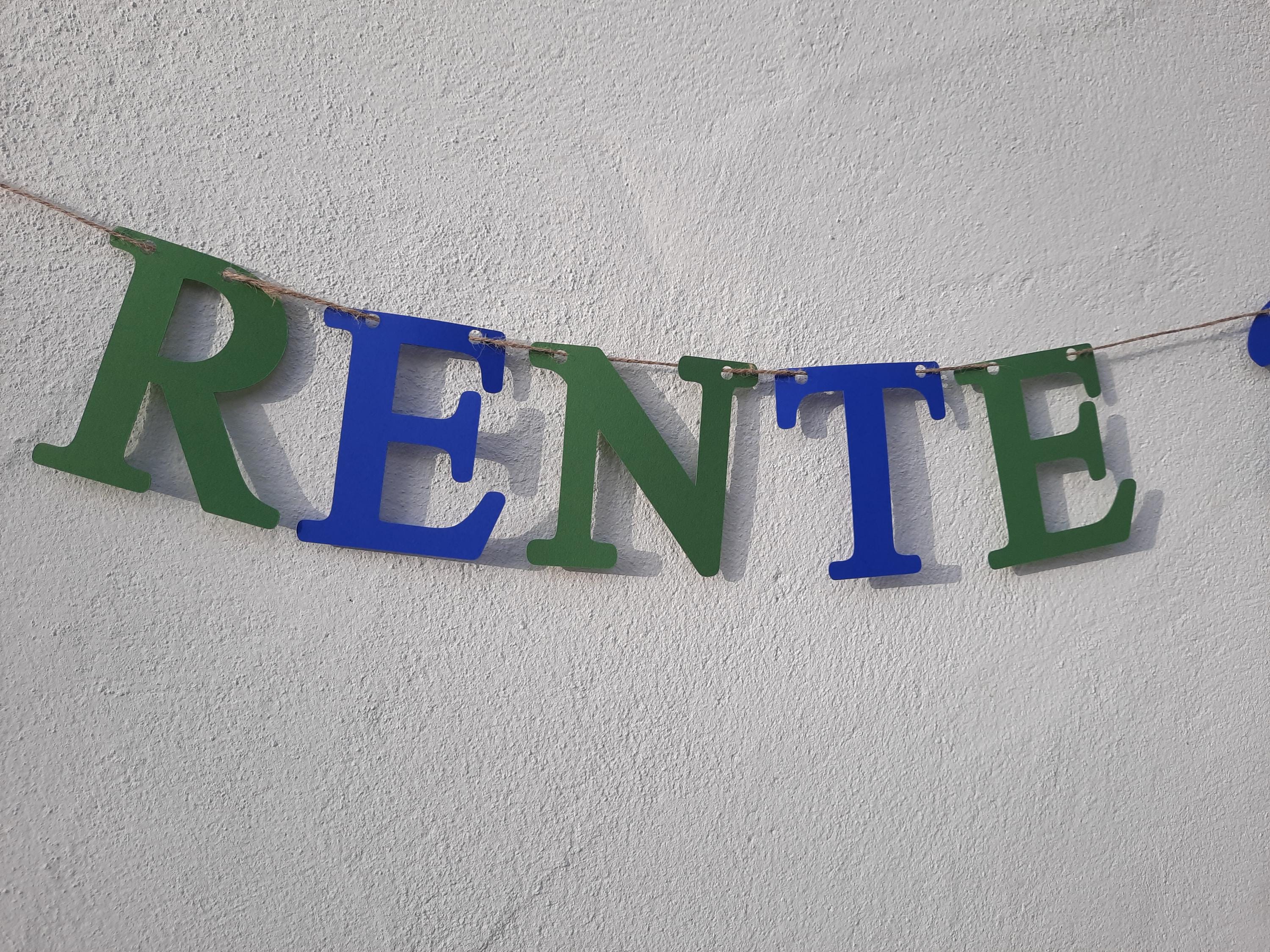 Girlande zur Rente 2026 tolle Farben handgefertigt Ruhestand Rente Abschied Feierabend Dekoration Geschenk zum Ruhestand