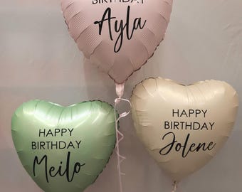 Personalisierter Folienballon Happy Birthday in Herzform ungefüllt geeignet für Luft - und Helium Füllung mit deinem Wunschnamen Geburtstag