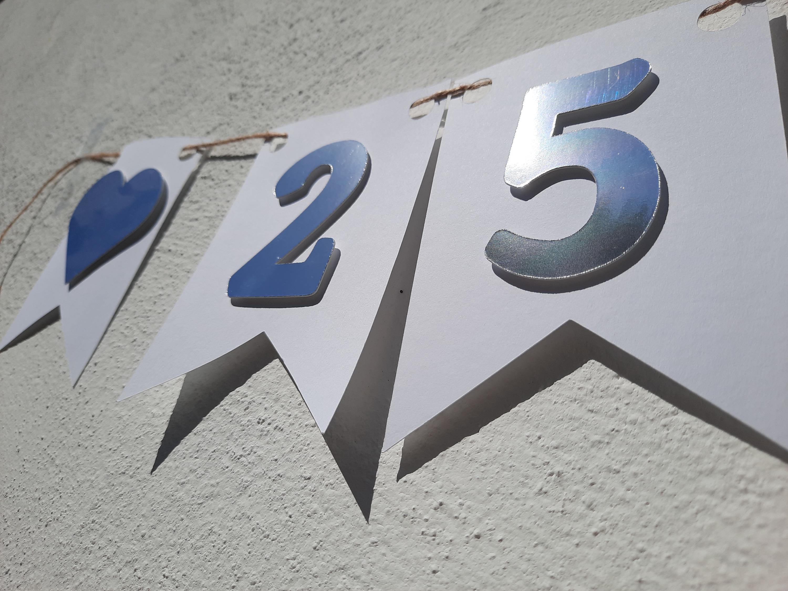 Décoration Noces D'argent - Guirlande Et Serpentins Argentés - Chiffre 25 - Pour Anniversaire De Mariage Ou 25 Ans - élégant Et Romantique - 9