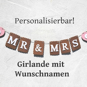Wunderschöne Girlande zur Hochzeit, auf Wunsch personalisiert mit Namen, extravagante Dekoration, handgefertigt aus hochwertigem Karton
