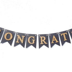Super elegante CONGRATS Glückwunsch Girlande in Schwarz und Gold oder Silber #Prüfung #Abschluss #Examen #Uniabschluss #Bachelor #Abitur
