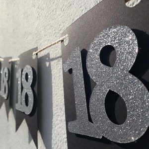 Elegant 18th Birthday Garland Bunting Bunting Flag Garland Silver Black Pennant Party Decorations Paper Decorations