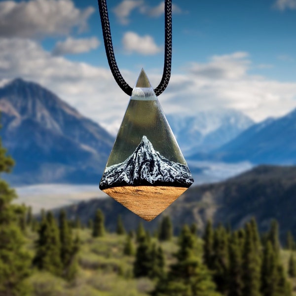 Mountain Resin Necklace, Hiking Gift, Mountain Necklace
