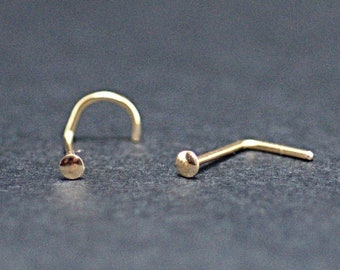 Stud 18k Solid Yellow Gold Nose Ring Nose Screw or L Bend Crescent Moon 22G or 20G Stud 18k Solid Yellow Gold Nose Ring Nose Screw or L Bend Crescent Moon 22G or 20G
