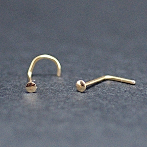 Gold Nose Screw- Nose Stud- L-Shape Nose Stud-Gold Nose Ring-925 Sterling Silver Nose Ring- 22 gauge Nose Stud