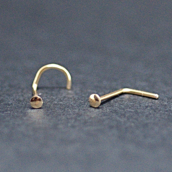 Gold Nose Screw- Nose Stud- L-Shape Nose Stud-Gold Nose Ring-925 Sterling Silver Nose Ring- 22 gauge Nose Stud