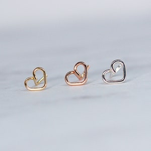 Screws Rings Nose ring-Heart Gold Nose Ring Stud-Nose Piercing L Shape- Nose Stud- Sterling Silver or 14k Solid Gold Nose Ring Stud