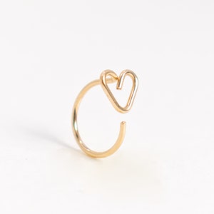 Heart Gold Hoop Earrings- Nose Hoop- Cartilage Hoop-  Tragus Hoop  Helix Hoop Stud - Tiny Huggie Hoop Earrings- Piercing Hoop Ring