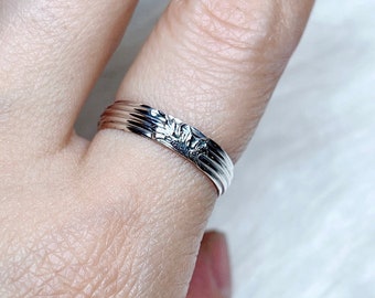 Sterling silver pattern ring / Minimalist Silver pattern ring / Silver stack ring  / Silver rings for man and women / Silver wedding Ring