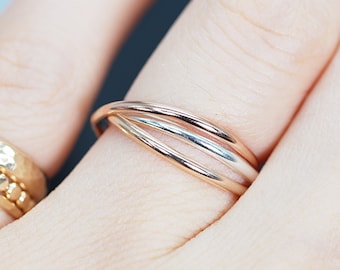 Anxiety Ring Spinner 3 -Elegant Set Of Interlocking Ring -fidget ring Available In Gold -Silver  Rose Gold W/ Multiple Size Options