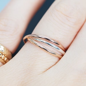 Anxiety Ring Spinner 3 -Elegant Set Of Interlocking Ring -fidget ring Available In Gold -Silver  Rose Gold W/ Multiple Size Options