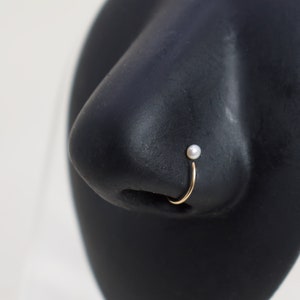 Pearl Nose Ring -Gold Nose Hoop- Silver/ Rose  Gold Nose Ring - Tiny Nose Ring- Nose Piercing Ring-Adjustable Nose ring- Pearl Stud
