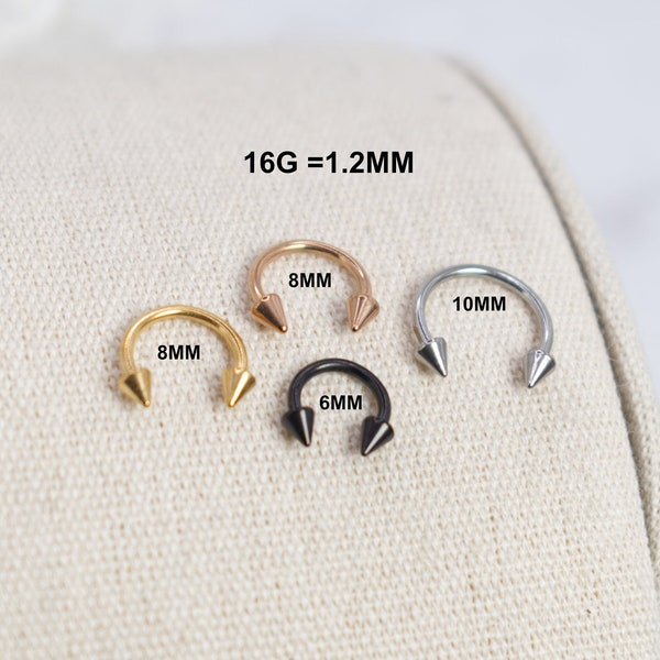 16g  Internally Threaded Implant Grade Titanium Gold Silver Horseshoe Nose Ring Septum Ring Helix Nose Jewelry Nose Stud