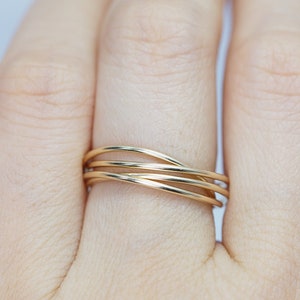 Anxiety Ring Spinner -Elegant Set Of 4  Interlocking Ring - Fidget ring- Available In Gold- Silver  Rose Gold W/ Multiple Size Options