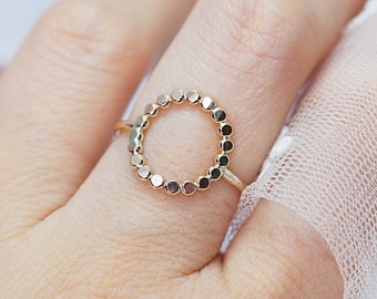 Circle Ring- Beaded Rings- Beaded Circle Ring- Eternity Rings- Simple Modern Ring- Karma Circle Ring- Sterling Silver Ring for Women