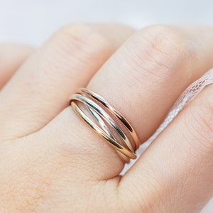 Anxiety Ring Spinner of 4 -Elegant Set Of Interlocking Ring -fidget ring Available In Gold -Silver  Rose Gold W/ Multiple Size Options