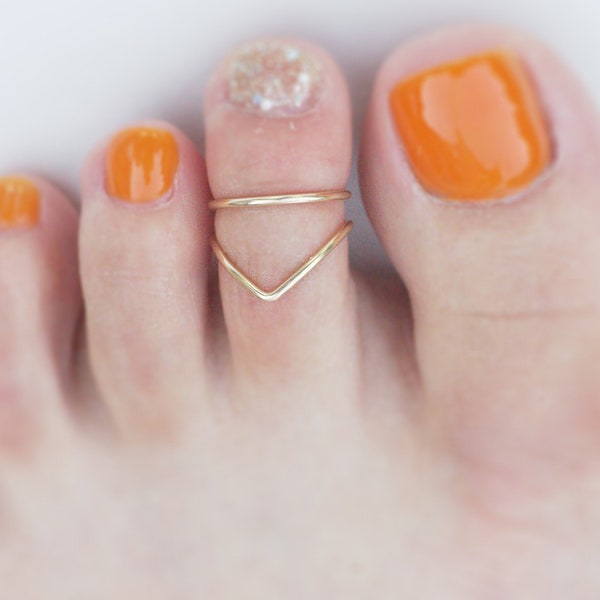 Gold Toe Ring Set. Toe Ring, Minimalist Jewelry, Polished Rose Gold Toe Ring, Adjustable 14K Gold Filled Toe Ring, Sterling Silver Toe Ring