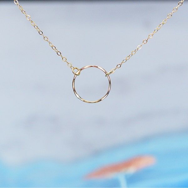 Circle Necklace-Dainty Gold circle- Karma Necklace-  Eternity- Simple Open Circle - Silver- Gold or Rose Gold Filled -Christmas gift