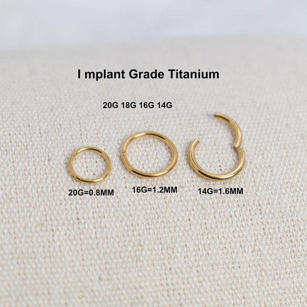 20G-18G-16G-14G Gold Plated  Titanium  Nose Ring Septum Clicker Ring -Tragus Hoop -Cartilage Hoop- Daith Hoop- Helix Rock Hoop