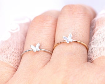 Butterfly Stacking Ring-Sterling Silver Butterfly Ring-  Dainty Butterfly Ring-Gold Stackable Rings- Silver Boho RingLittle Butterfly Ring