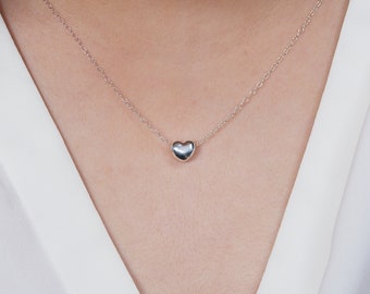 Sterling Silver Heart Necklace- Tiny Heart Minimalist Layering Necklace - Small Heart Necklace